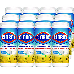 Clorox Disinfecting Wipes, 7 x 8, Crisp Lemon, 35/Canister, 12/Carton (01594CT)