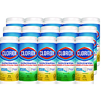 Clorox Disinfecting Wipes, 7 x 8, Fresh Scent/Citrus Blend, 35/Canister, 3/Pack, 5 Packs/Carton (30112CT)