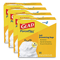 Glad Tall Kitchen Drawstring Trash Bags, 13 gal, 0.72 mil, 24" x 27.38", Gray, 400/Carton (78526CT)