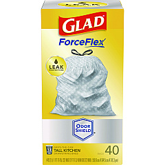 Glad Tall Kitchen Drawstring Trash Bags, 13 gal, 0.72 mil, 23.75" x 24.88", White, 240/Carton (79008)