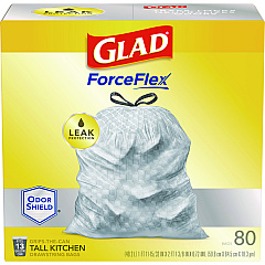 Glad Tall Kitchen Drawstring Trash Bags, 13 gal, 0.72 mil, 23.75" x 24.88", White, 240/Carton (79009)