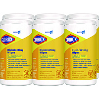 Clorox Disinfecting Wipes, 7 x 8, Lemon Fresh, 75/Canister, 6/Carton (15948CT)