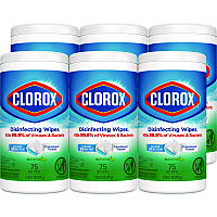 Clorox Disinfecting Wipes, Fresh Scent, 7 x 8, Fresh Scent, White, 75/Canister, 6 Canisters/Carton (01656)