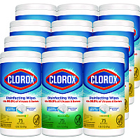 Clorox Disinfecting Wipes, 7 x 8, Fresh Scent/Citrus Blend, 75/Canister, 3/Pack, 4 Packs/Carton (30208)