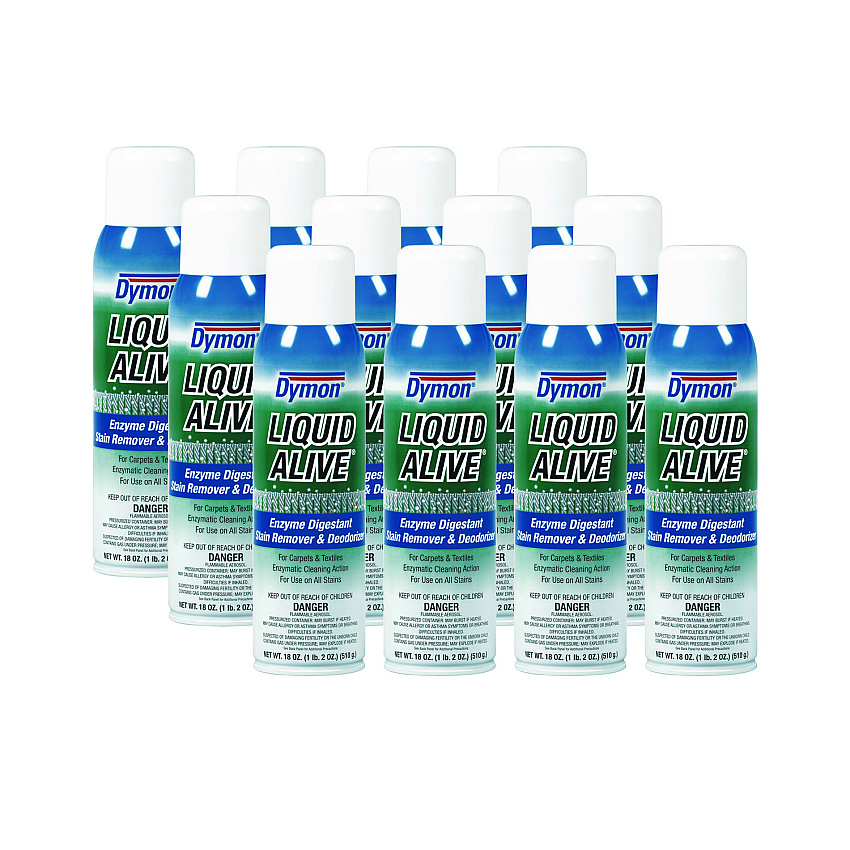 Dymon LIQUID ALIVE Carpet Cleaner/Deodorizer, 20 oz Aerosol Spray, 12/Carton (33420)