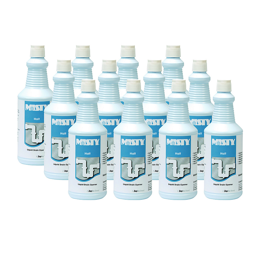 Misty Halt Liquid Drain Opener, 32 oz Bottle, 12/Carton (1003698)