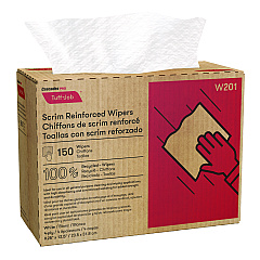 Cascades Tuff-Job Scrim Reinforced Wipers, 4-Ply, 9.25 x 12.5, White, 150/Box, 10 Boxes/Carton (W201)