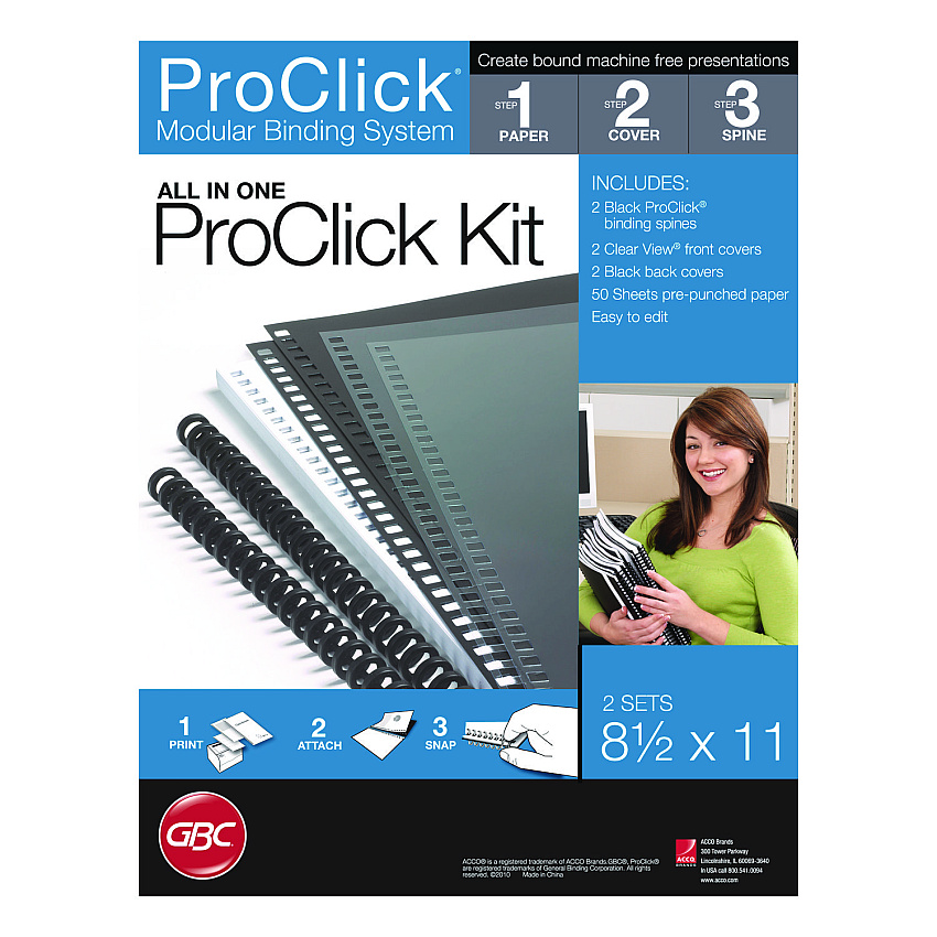 GBC Instant Report Kit, 5/16" Capacity, Clear/Black Cover, Black Spine (2515665)