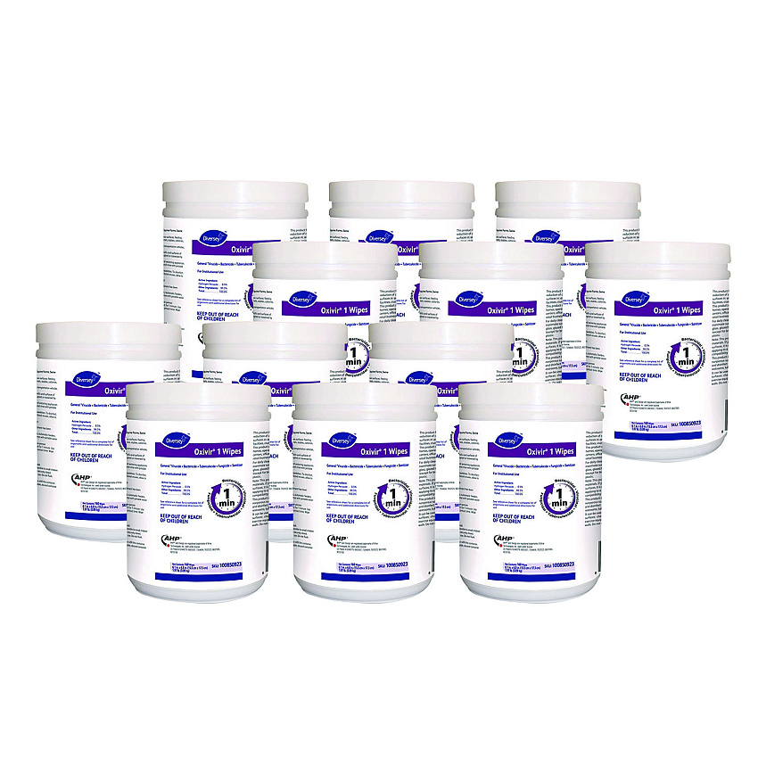 Diversey Oxivir 1 Wipes, 6 x 7, 160/Canister, 12/Carton (100850923)