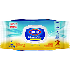 Clorox Disinfecting Wipes, Easy Pull Pack, 1-Ply, 8 x 7, Lemon Scent, White, 75 Towels/Box (31404EA)