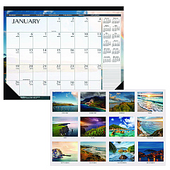 House of Doolittle Recycled Earthscapes Desk Pad Calendar, Seascapes Photography, 22 x 17, Black Binding/Corners,12-Month (Jan to Dec): 2023 (138)
