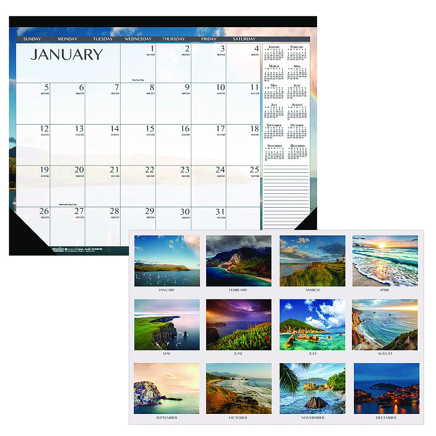 House of Doolittle Recycled Earthscapes Desk Pad Calendar, Seascapes Photography, 22 x 17, Black Binding/Corners,12-Month (Jan to Dec): 2023 (138)