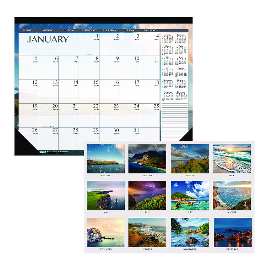 House of Doolittle Recycled Earthscapes Desk Pad Calendar, Seascapes Photography, 18.5 x 13, Black Binding/Corners,12-Month (Jan to Dec): 2023 (1386)