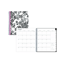 Blue Sky Analeis Monthly Planner, Analeis Floral Artwork, 10 x 8, White/Black/Coral Cover, 12-Month (Jan to Dec): 2023 (100004)