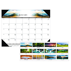 House of Doolittle Recycled Full-Color Monthly Desk Pad Calendar, Nature Photography, 22 x 17, Black Binding/Corners,12-Month (Jan to Dec): 2023 (140HD)
