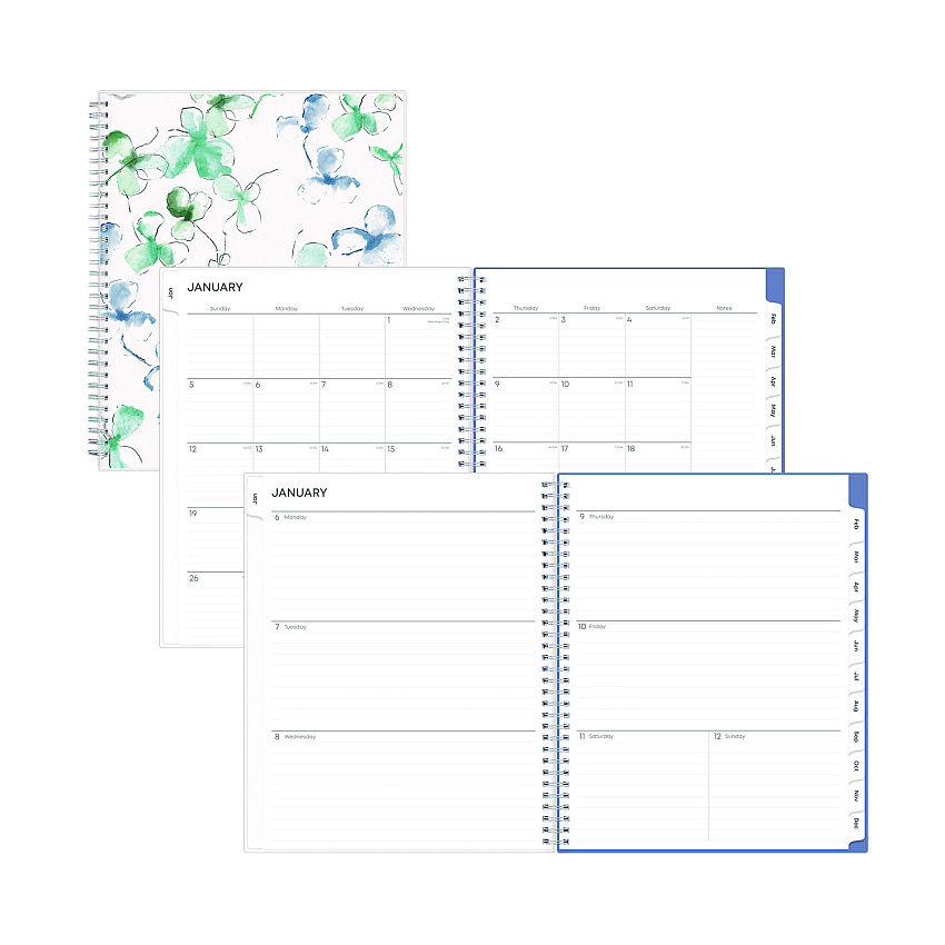 Blue Sky Lindley Weekly/Monthly Planner, Lindley Floral Artwork, 11 x 8.5, White/Blue/Green Cover, 12-Month (Jan to Dec): 2023 (100654)