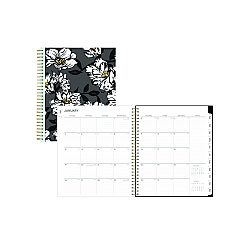 Blue Sky Baccara Dark Monthly Planner, Baccara Dark Floral Artwork, 10 x 8, Gray/Black/Gold Cover, 2023 (110216)