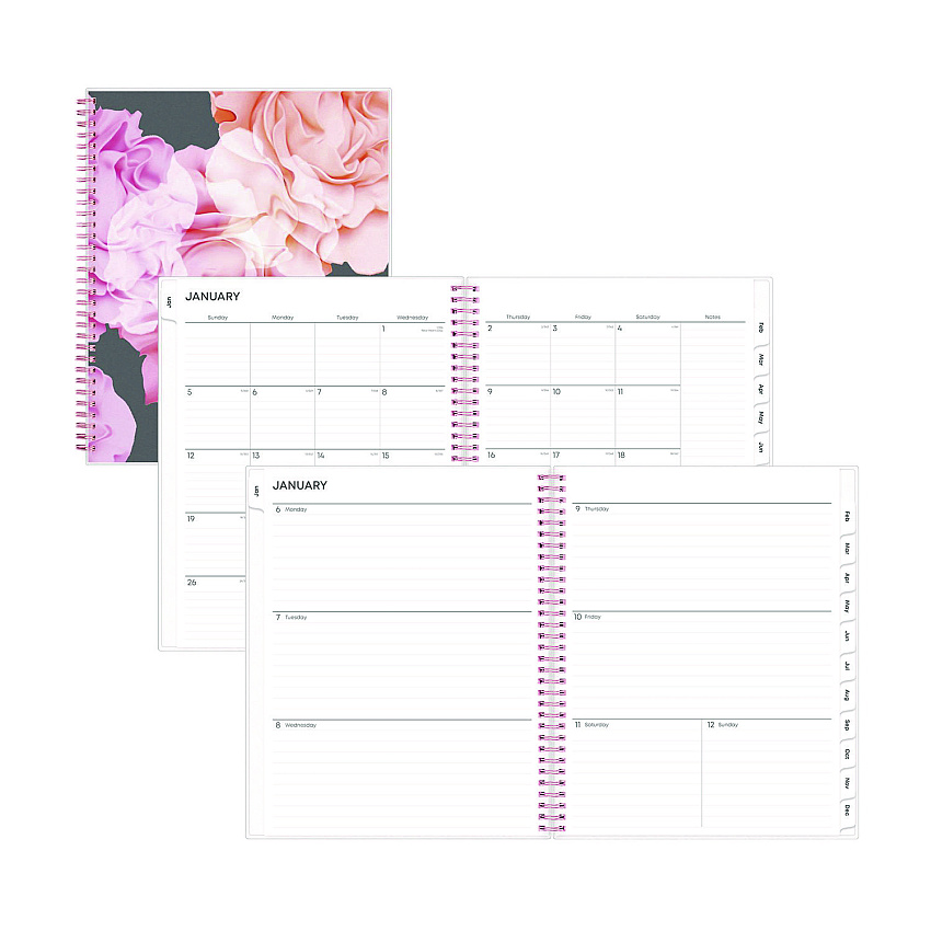 Blue Sky Joselyn Weekly/Monthly Planner, Joselyn Floral Artwork, 11 x 8.5, Pink/Peach/Black Cover, 12-Month (Jan to Dec): 2023 (110394)