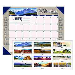 House of Doolittle Earthscapes Recycled Monthly Desk Pad Calendar, Motivational Photos, 22 x 17, Blue Binding/Corners, 12-Month (Jan-Dec): 2023 (175)