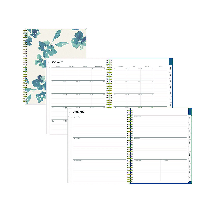 Blue Sky Bakah Blue Weekly/Monthly Planner, Bakah Blue Floral Artwork, 11 x 8.5, Blue/White Cover, 12-Month (Jan to Dec): 2023 (137261)