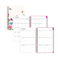 Blue Sky Fly By Frosted Weekly/Monthly Planner, Fly By Butterflies Artwork, 8 x 5, Blush/Pink Cover, 12-Month (Jan to Dec): 2023 (140196)