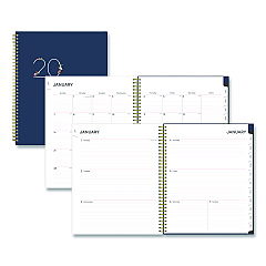 Ashlyn Weekly/Monthly Planner, Floral Artwork, 11 x 8.5, Navy/Multicolor Cover, 12-Month (Jan to Dec): 2024