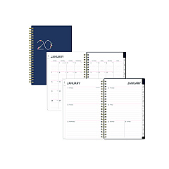 Ashlyn Weekly/Monthly Planner, Floral Artwork, 8 x 5, Navy/Multicolor Cover, 12-Month (Jan to Dec): 2024