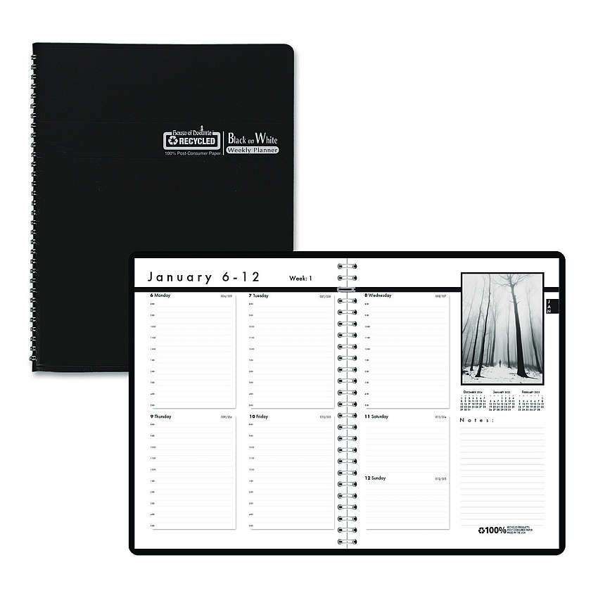 House of Doolittle Black-on-White Photo Weekly Appointment Book, Landscapes Photography, 11 x 8.5, Black Cover, 12-Month (Jan to Dec): 2023 (217102)