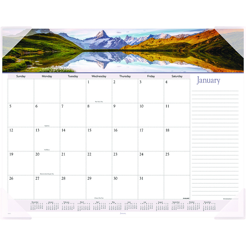 AT-A-GLANCE Landscape Panoramic Desk Pad, Landscapes Photography, 22 x 17, White Sheets, Clear Corners, 12-Month (Jan-Dec): 2023 (89802)