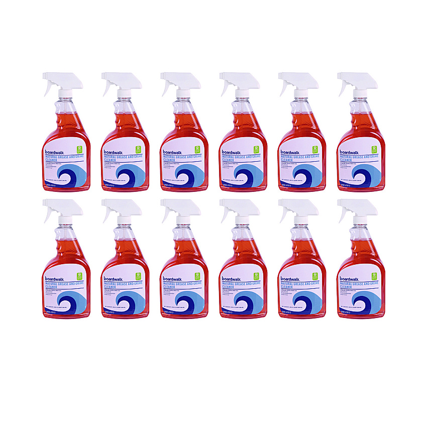 Boardwalk Green Natural Grease and Grime Cleaner, 32 oz Spray Bottle, 12/Carton (BWK47612)
