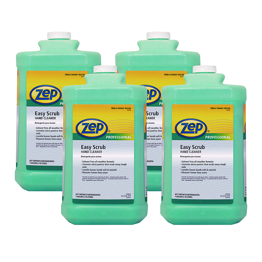 Zep Professional Industrial Hand Cleaner, Easy Scrub, Lemon, 1 gal Bottle, 4/Carton (1049469)