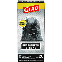 Glad Drawstring Large Trash Bags, 30 gal, 1.05 mil, 30" x 33", Black, 90/Carton (78966)
