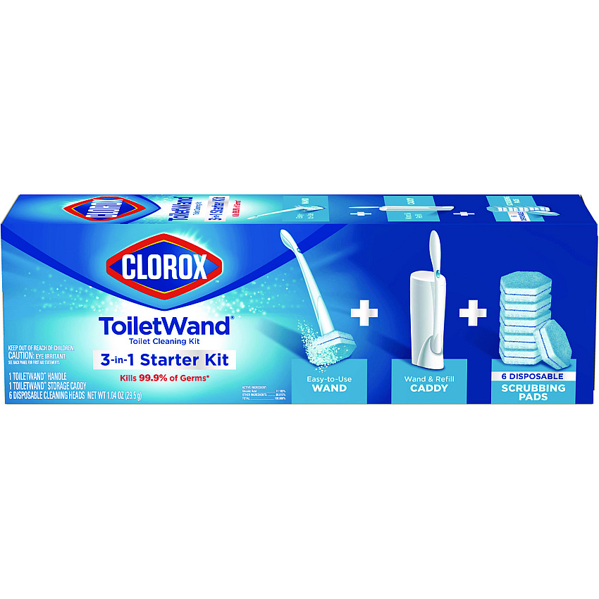 Clorox ToiletWand Disposable Toilet Cleaning System: Handle, Caddy and Refills, White (03191)