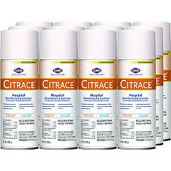 Clorox Healthcare Citrace Hospital Disinfectant and Deodorizer, Citrus, 14 oz Aerosol Spray, 12/Carton (49100)