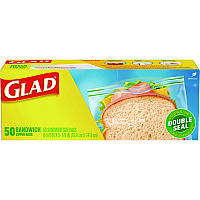 Glad Sandwich Zipper Bags, 6.63" x 8", Clear, 600/Carton (57263)
