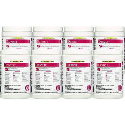 Clorox Healthcare Dispatch Cleaner Disinfectant Towels, 6.75 x 8, Unscented, 150/Canister, 8 Canisters/Carton (69150)
