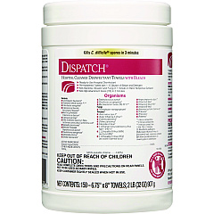 Clorox Healthcare Dispatch Cleaner Disinfectant Towels, 6.75 x 8, 150/Canister (69150EA)