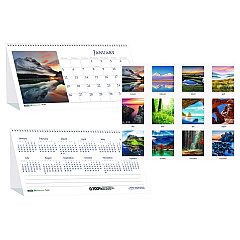 House of Doolittle Earthscapes Recycled Desk Tent Monthly Calendar, Scenic Photography, 8.5 x 4.5, White/Multicolor Sheets, 2023 (3649)