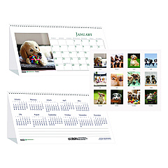 House of Doolittle Earthscapes Recycled Desk Tent Monthly Calendar, Puppies Photography, 8.5 x 4.5, White/Multicolor Sheets, 2023 (3659)