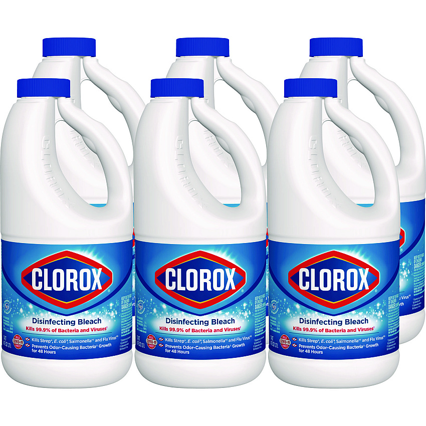 Clorox Regular Bleach with CloroMax Technology, 43 oz Bottle, 6/Carton (32260)