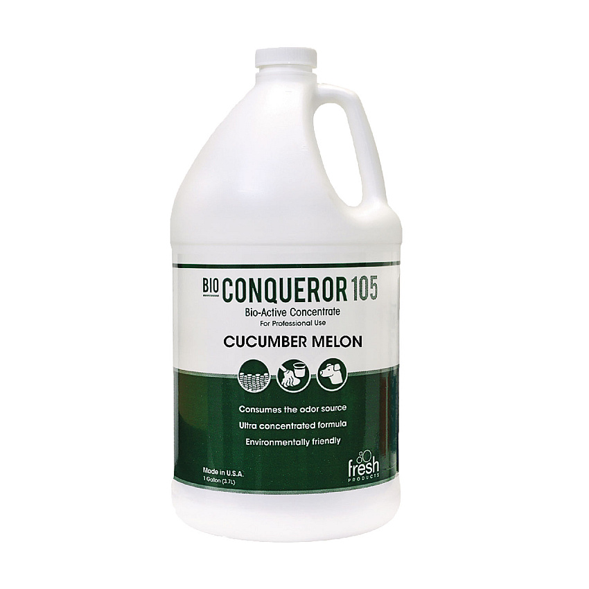 Fresh Products Bio Conqueror 105 Enzymatic Odor Counteractant Concentrate, Cucumber Melon, 1 gal Bottle, 4/Carton (1BWBCMF)