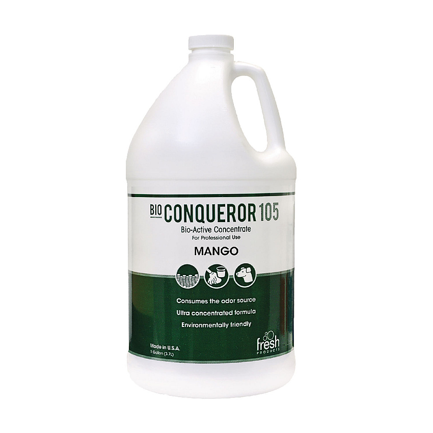 Fresh Products Bio Conqueror 105 Enzymatic Odor Counteractant Concentrate, Mango, 1 gal Bottle, 4/Carton (1BWBMG)
