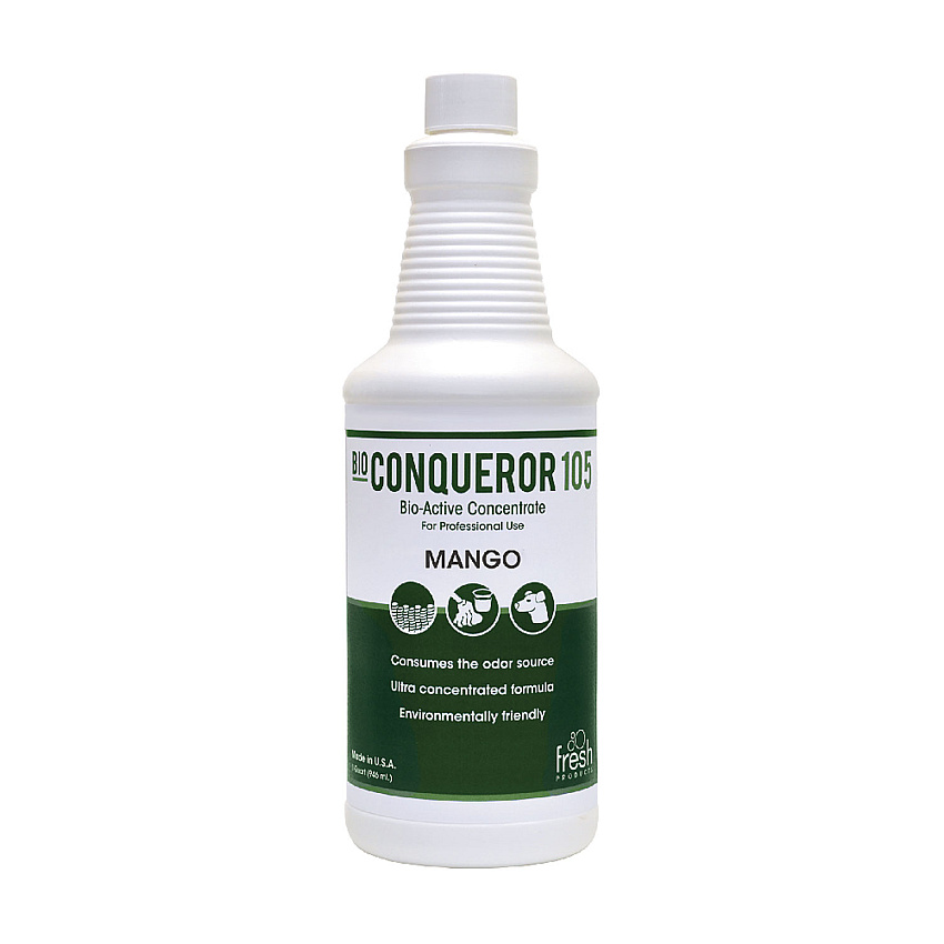Fresh Products Bio Conqueror 105 Enzymatic Odor Counteractant Concentrate, Mango, 32 oz Bottle, 12/Carton (1232BWBMG)