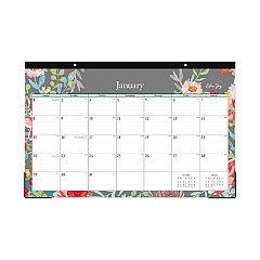 Blue Sky Sophie Desk Pad, Sophie Floral Artwork,17 x 11, Multicolor Sheets,Black Binding, Clear Corners,12-Month (Jan-Dec): 2023 (140089)