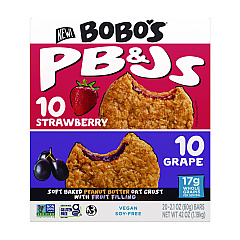 Bobo's PB and J Variety Pack, Peanut Butter/Grape and Peanut Butter/Strawberry, 2.1 oz Bar, 12/Box (BBO00478)