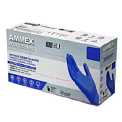 AMMEX Professional Nitrile Exam Gloves, Powder-Free, Small, Blue, 100/Box (ACNPF42100BX)