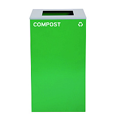 Alpine 29 Gallon Trash/Recycling Cans, Steel, Green Compost Can with Square Lid (4450KITGRNSC)
