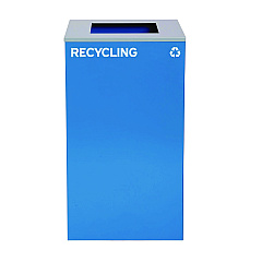 Alpine 29 Gallon Trash/Recycling Cans, Steel, Blue Recycling Can with Square Lid (4450KITBLUSR)