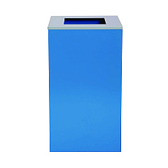 Alpine 29 Gallon Trash/Recycling Cans, Steel, Blue Can with Square Lid (4450KITBLUS)