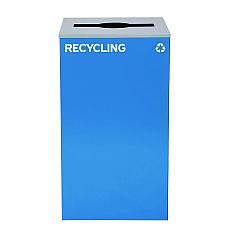 Alpine 29 Gallon Trash/Recycling Cans, Steel, Blue Recycling Can with Mixed Lid (4450KITBLUMR)